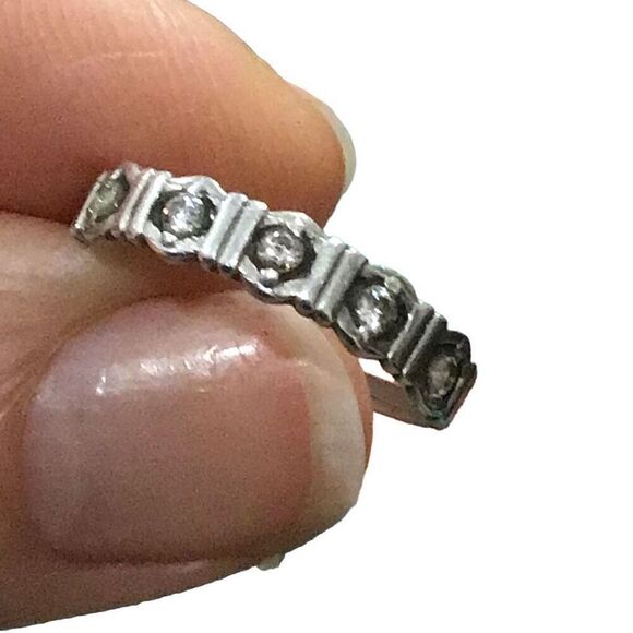 Ring, Sterling Silver Ring w 5 CZ, NEW, size 7.5, Handmade - Picture 1 of 4